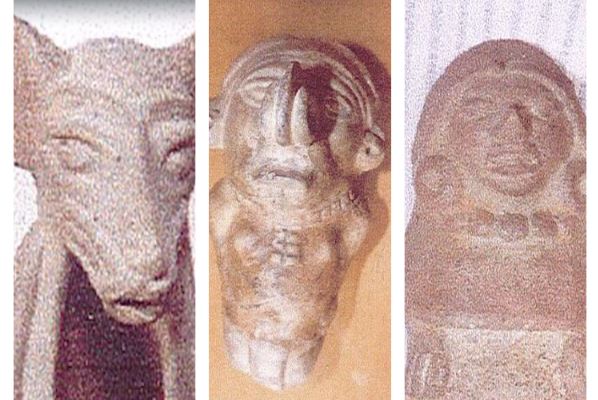 Tres piezas arqueológicas prehispánicas que iban a ser subastadas en Países Bajos, pero autoridades guatemaltecas lo impidieron. (Foto Prensa Libre: Ministerio de Cultura)