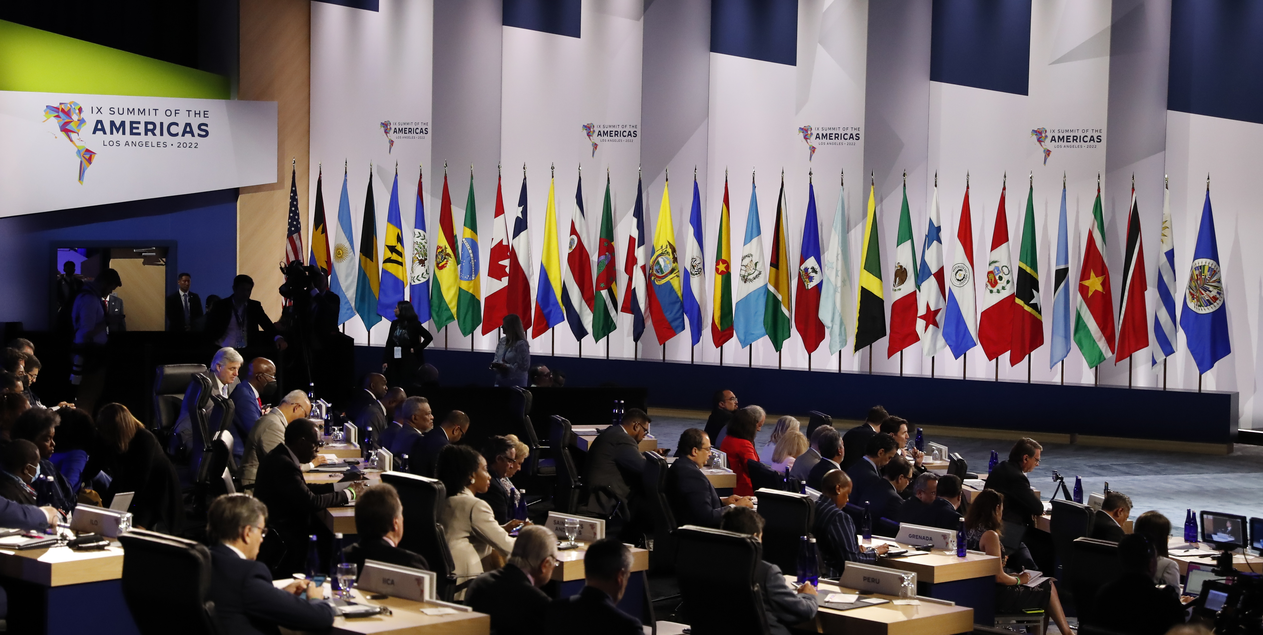 LOS ÁNGELES (CA, EE.UU.), 10/06/2022.- Vista general durante la sesión plenaria de la novena Cumbre de las Américas hoy, en el Centro de Convenciones de Los Ángeles, California (EE.UU.). EFE/ Alberto Valdes