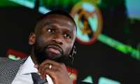 German defender Antonio Rudiger holds a press conference during his official presentation as a new Madrid CF player, at the Ciudad Real Madrid in Valdebebas, on the outskirts of Madrid, on June 20, 2022. (Photo by JAVIER SORIANO / AFP)