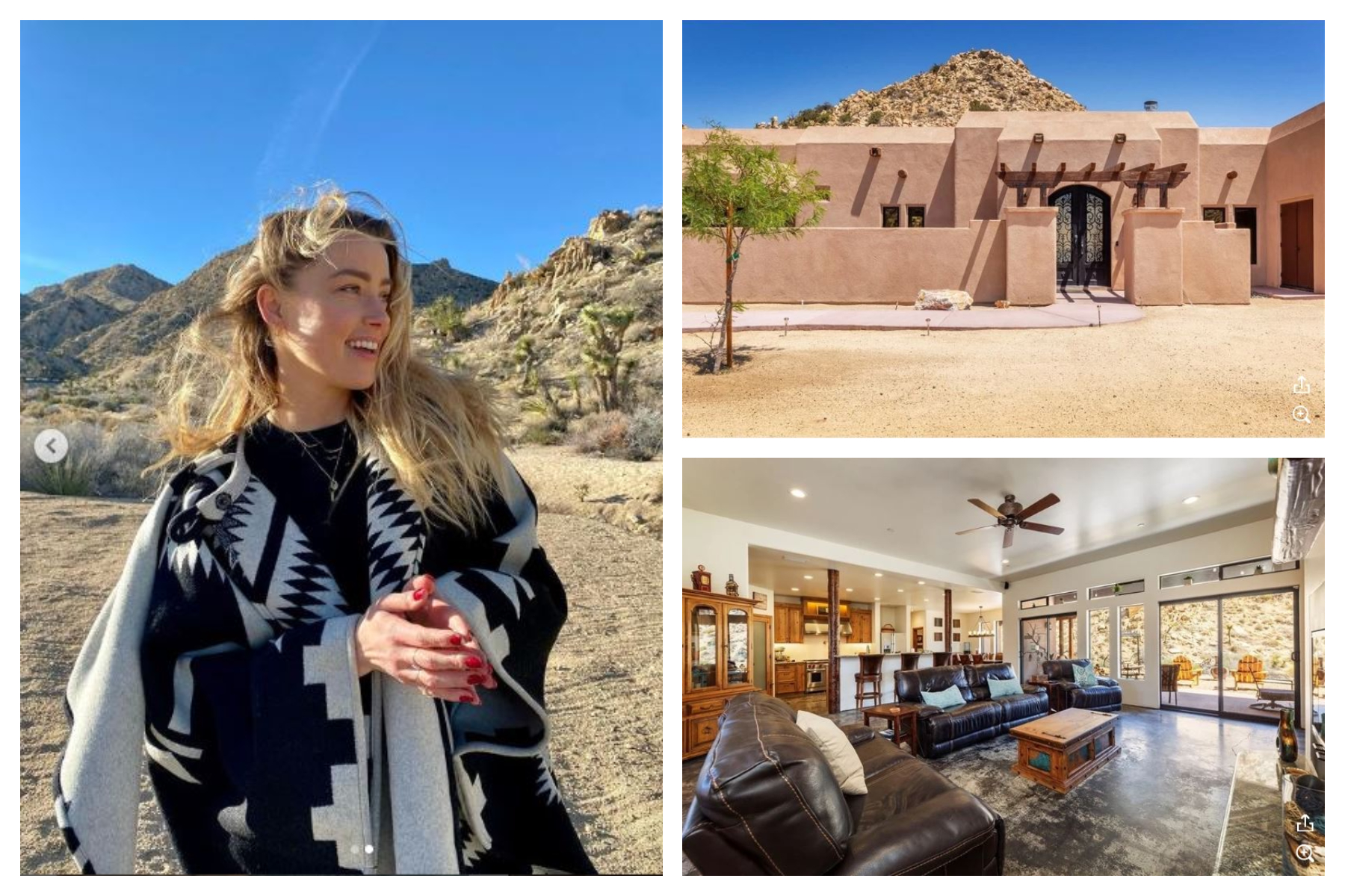 Amber Heard vive con su hija de un año en una casa en medio del desierto de California. (Foto Prensa Libre: Instagram @amberheard y www.dirt.com).