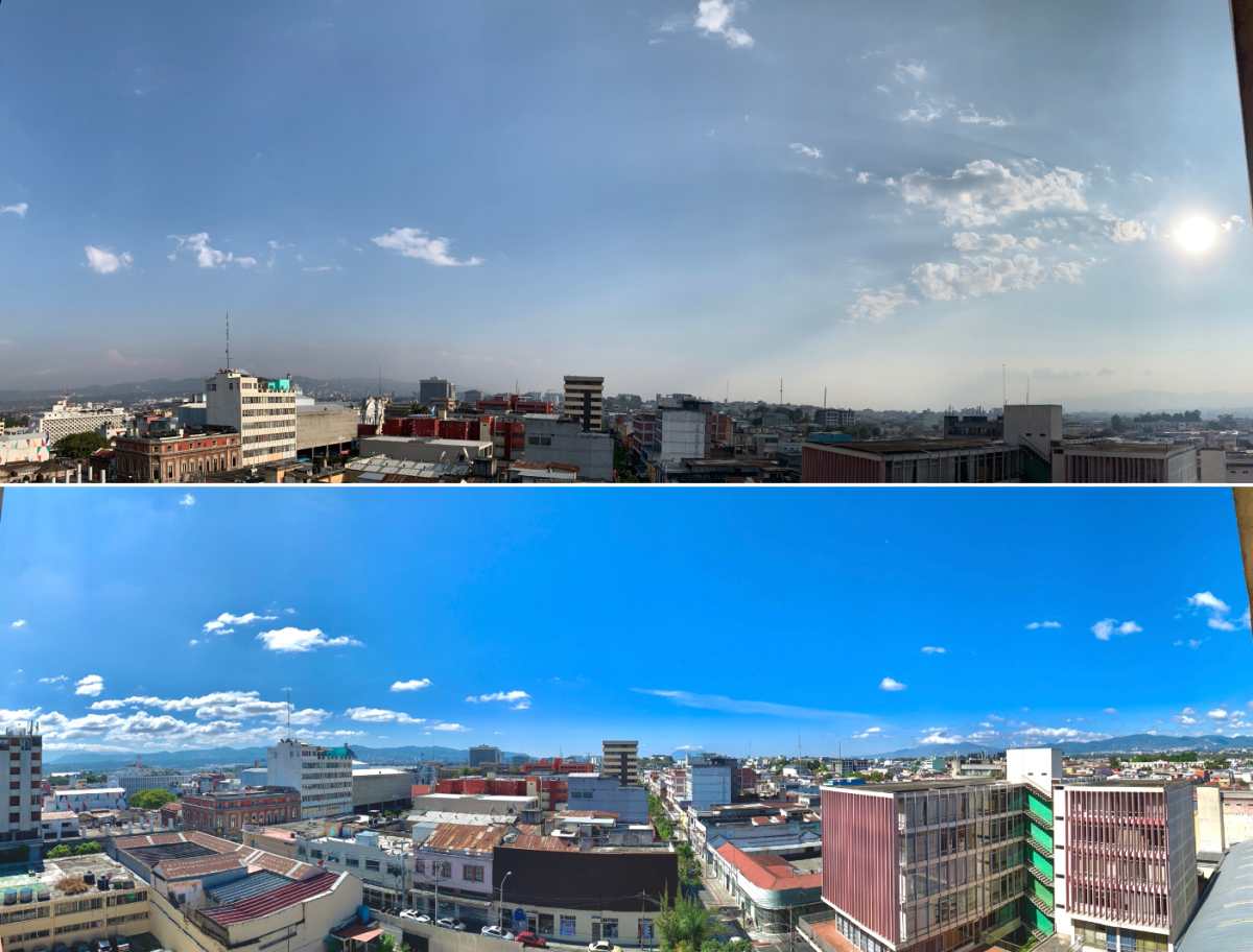 Comparación de la calidad del aire en la ciudad de Guatemala. (Foto Prensa Libre: Cortesía)