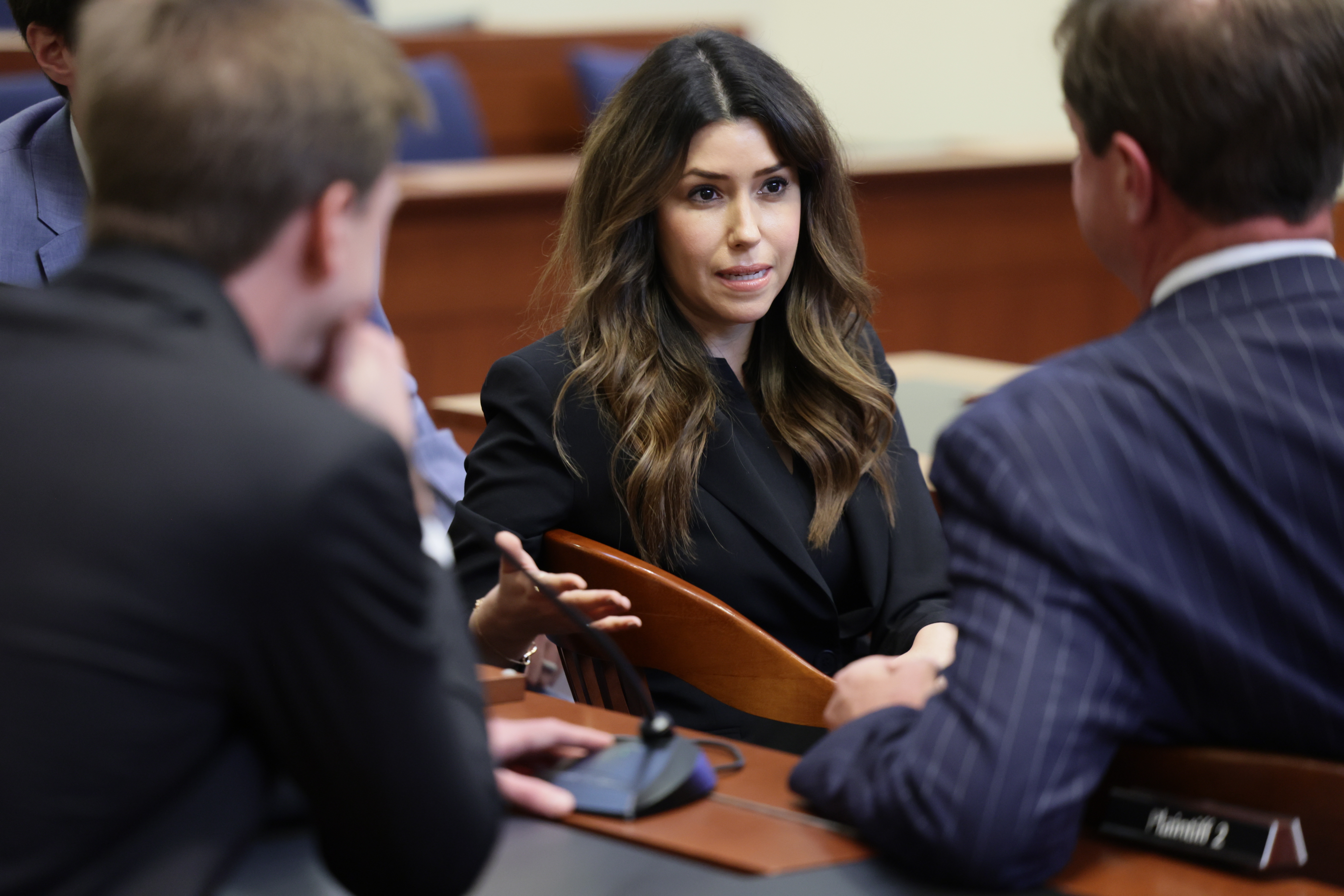 La abogada Camille Vasquez durante los juicios de Johnny Depp y Amber Heard. 
(Foto Prensa Libre: EFE)