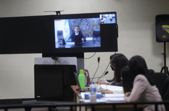 Juan Carlos Monzón declara por medio de videoconferencia en el caso La Línea. (Foto Prensa Libre: María José Bonilla) 