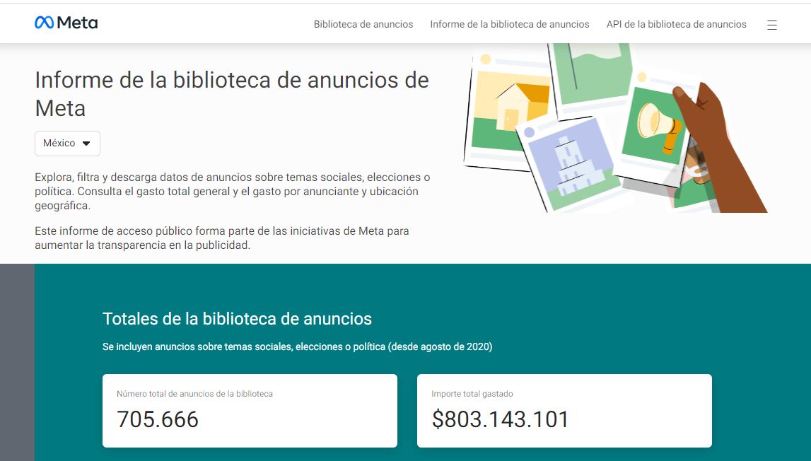 A partir del  miércoles 22 de junio de 2022 Meta hará públicos datos de anuncios sobre temas sociales, elecciones o política en Guatemala, incluyendo el  gasto por anunciante y ubicación geográfica. (Foto Prensa Libre: Meta)