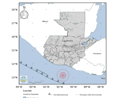 Temblor de magnitud 4.8 se registra en el Pacífico de Guatemala