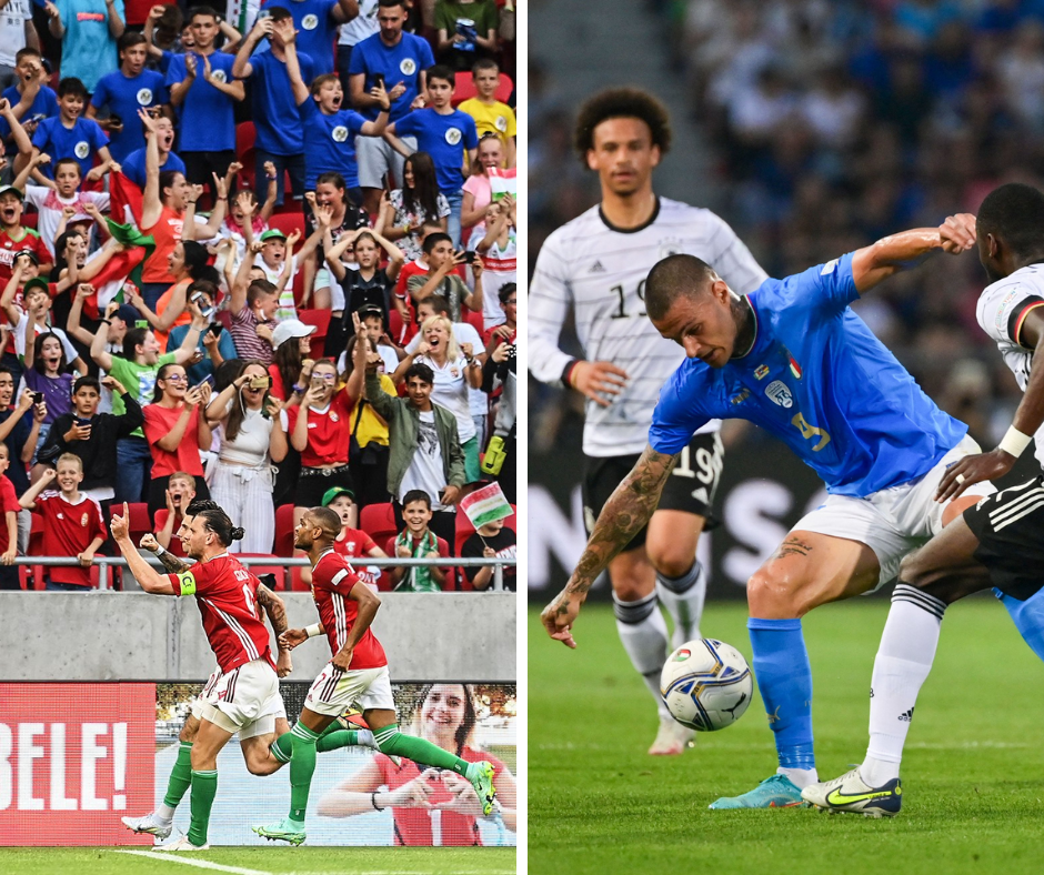 Hungría derrotó a Inglaterra mientras que Italia igualó con Alemania. Foto Prensa Libre (Twitter Selecciones) 