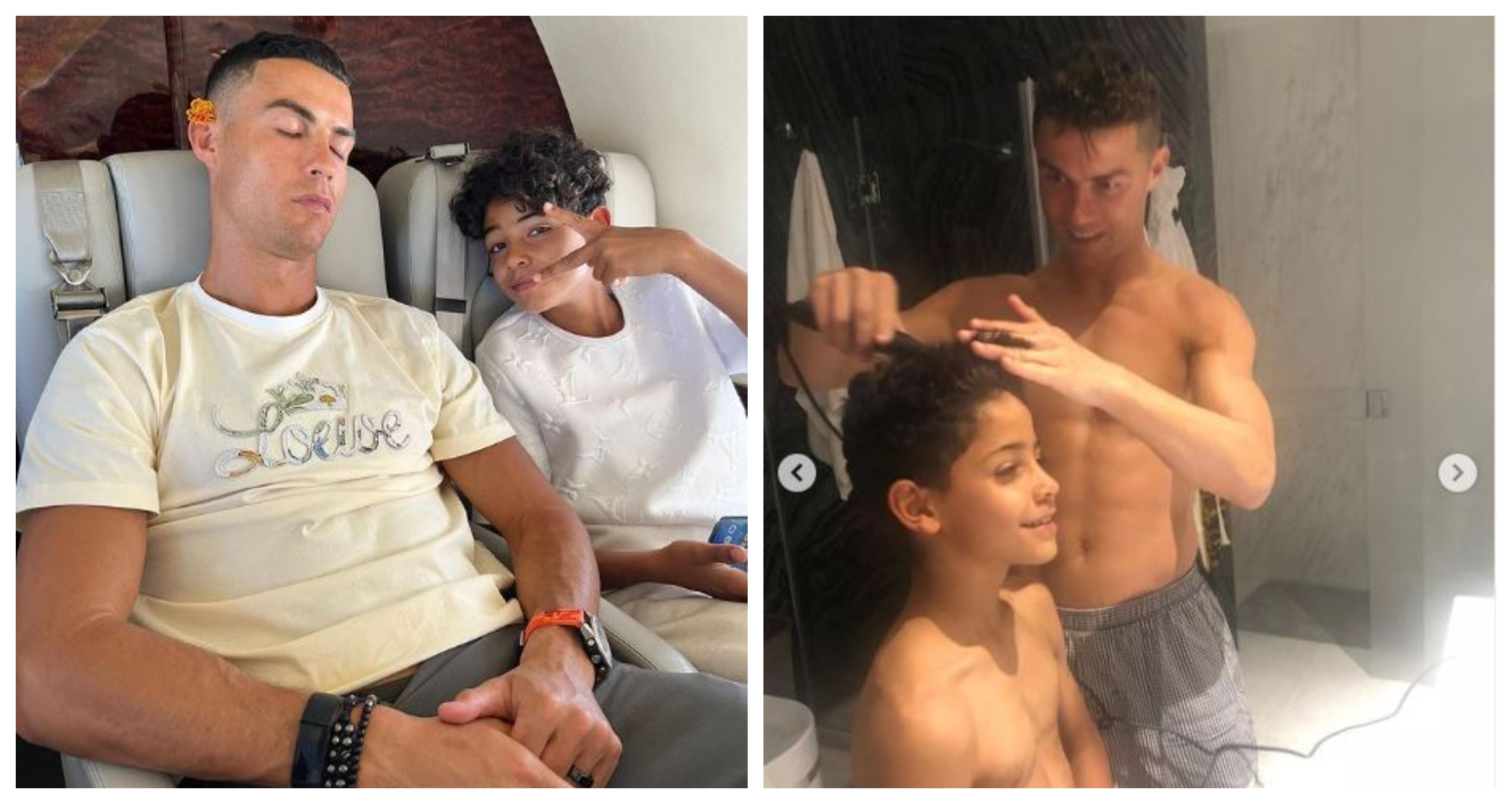 Cristiano Ronaldo junto a su hijo mayor. (Foto Prensa Libre: Instagram)