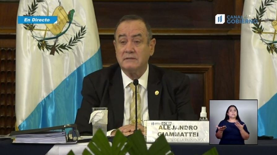 Presidente Alejandro Giammattei en la reunión del Conadur este 22 de junio de 2022. (Foto Prensa Libre: Gobierno de Guatemala)