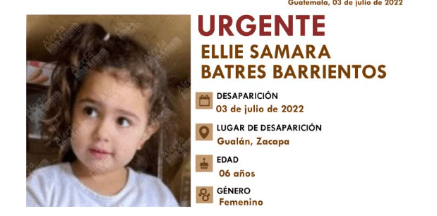 Ellie Samara Batres: En biobarda del río Motagua localizan sin vida a menor desaparecida y que tenía alerta Alba-Keneth
