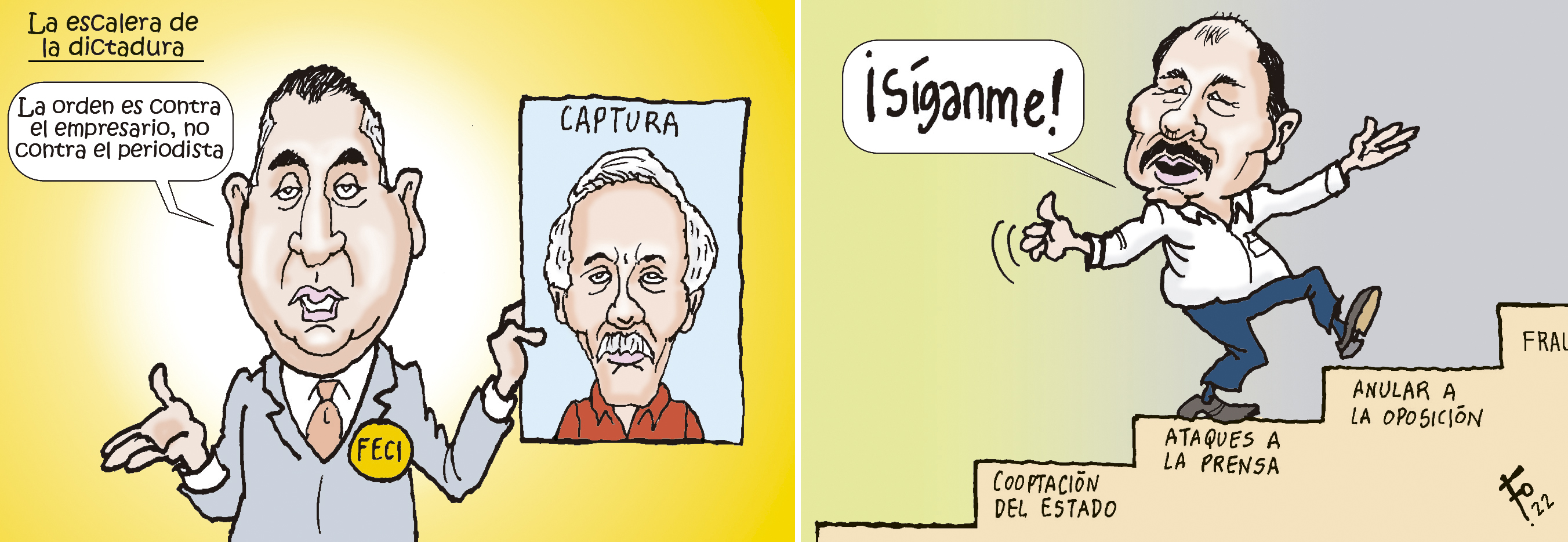 Personajes: Rafael Curruchiche, Rubén Zamora y Daniel Ortega.