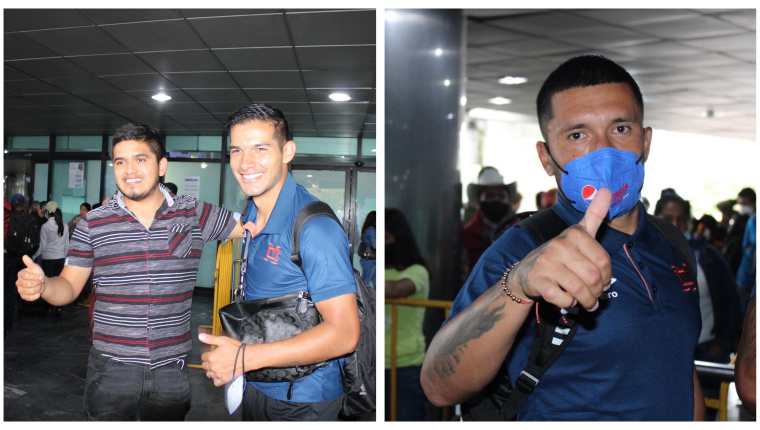 Los jugadores de Municipal en el Aeropuerto Internacional La Aurora. (Foto Prensa Libre: Tercer Tiempo)