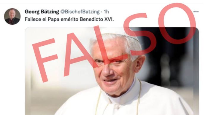 La cuenta en la que se hizo el anuncio sobre la muerte de Ratzinger era falsa. 
