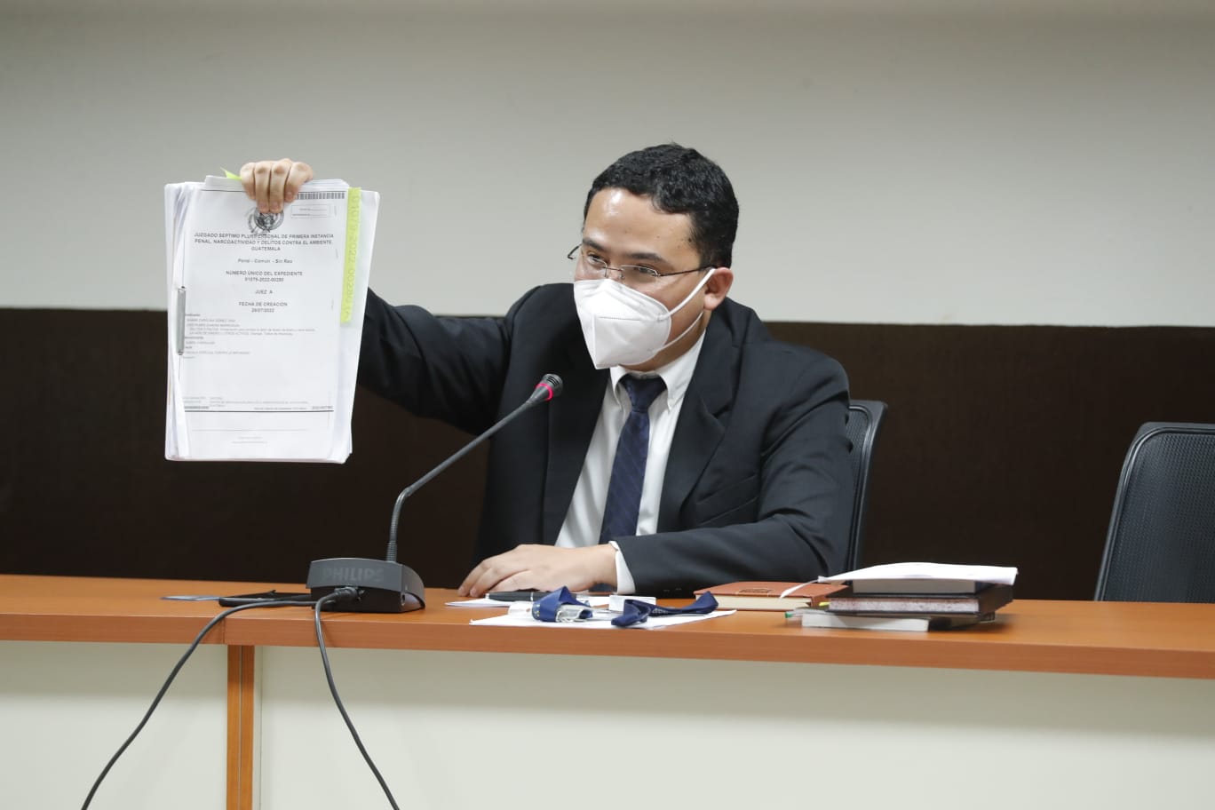El juez Fredy Orellana durante la audiencia de primera declaración de Jose Rubén Zamora. (Foto Prensa Libre: Esbin García)