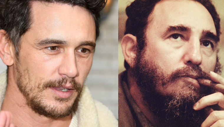 El parecido físico de James Franco (izquierda) con Fidel Castro es notable. GETTY IMAGES