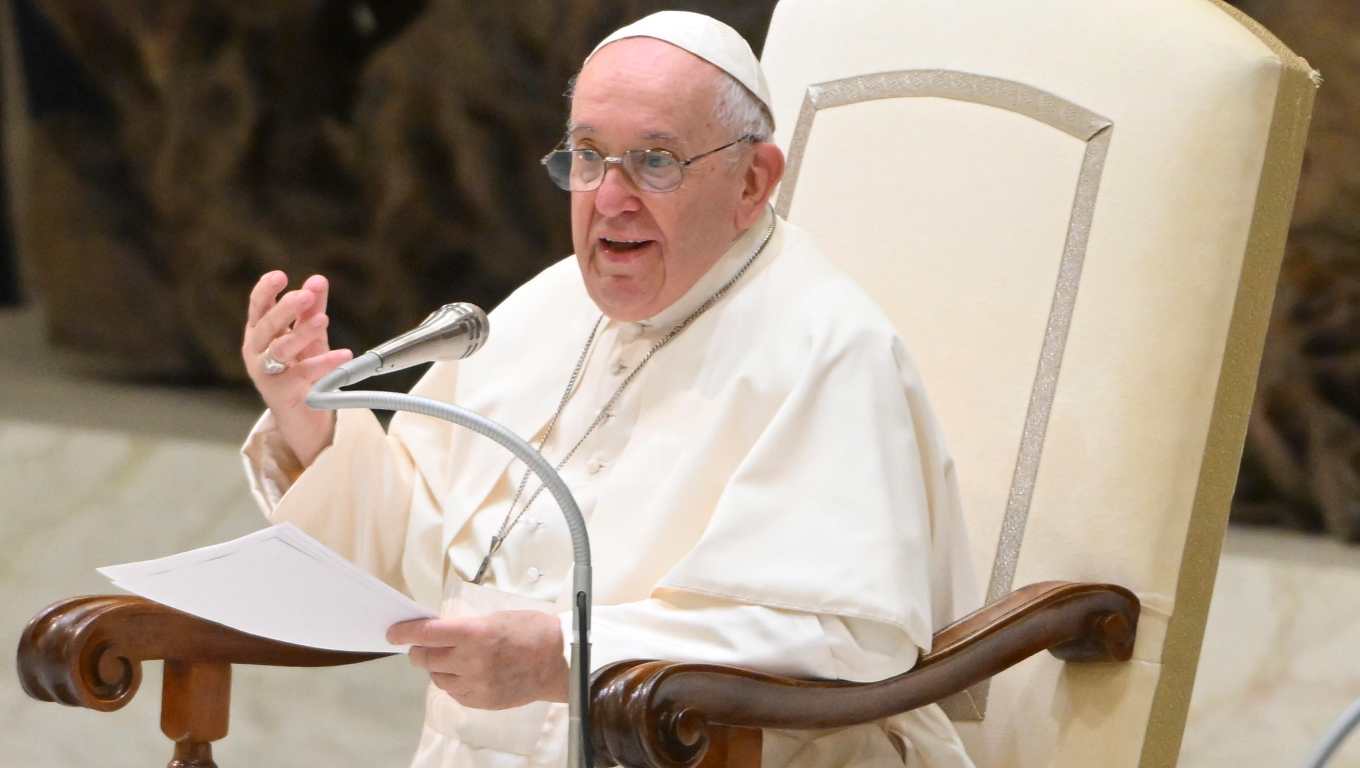 Papa Francisco en la audiencia semanal en El Vaticano. (Foto Prensa Libre: EFE)