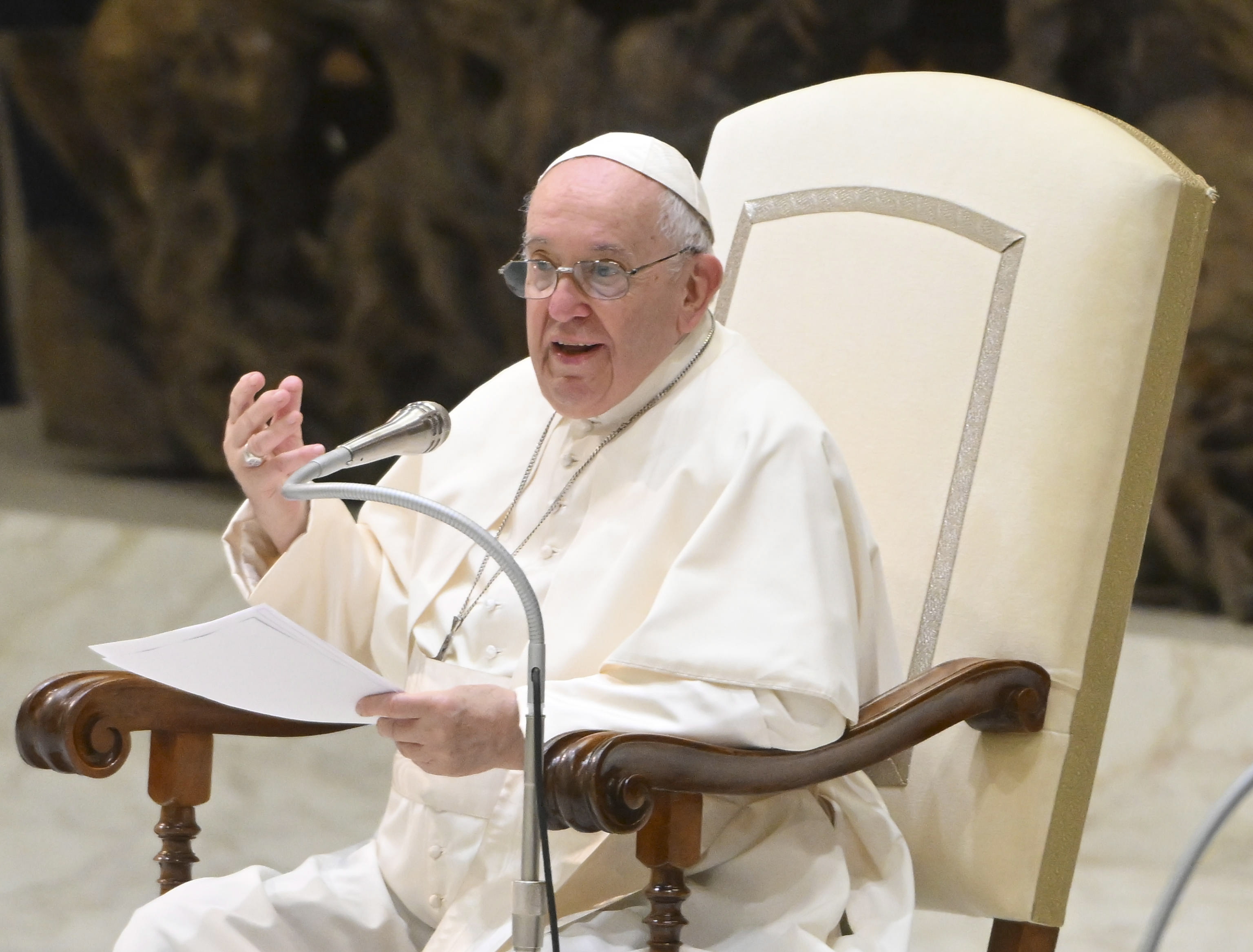 Papa Francisco en la audiencia semanal en El Vaticano. (Foto Prensa Libre: EFE)