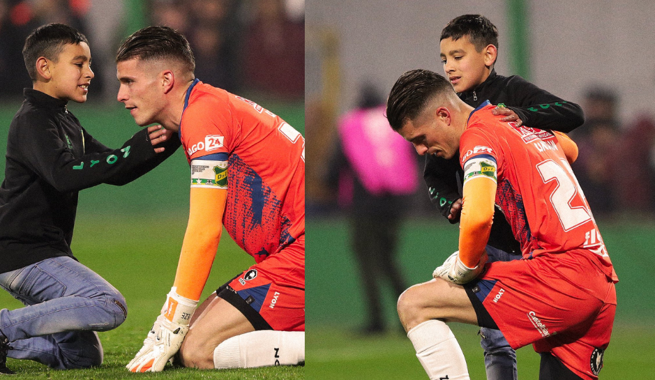 El pequeño burló la seguridad para consolar a su ídolo tras la derrota. (Foto Prensa Libre: Twitter)