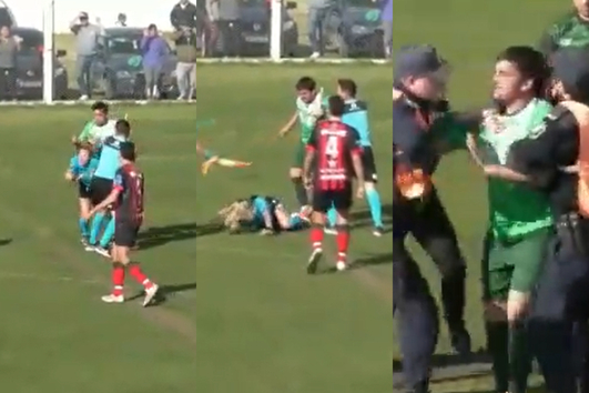 El jugador agredió por la espalda a la réferi y fue puesto a disposición de las autoridades. (Foto Prensa Libre: Capturas)