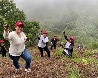 Voluntarios de BAC Credomatic en la Plantatón 2022 de Funcagua por el día mundial del medio ambiente / Reforestación en zonas prioritarias para la recarga hídrica dentro de la Región Metropolitana de Guatemala.
