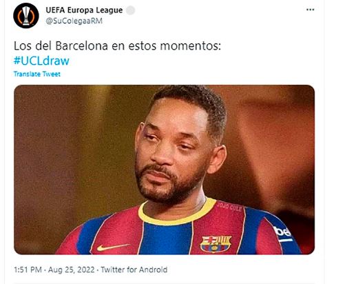 Uno de los memes del sorteo de la Champions League. (Foto Prensa Libre: Twitter)