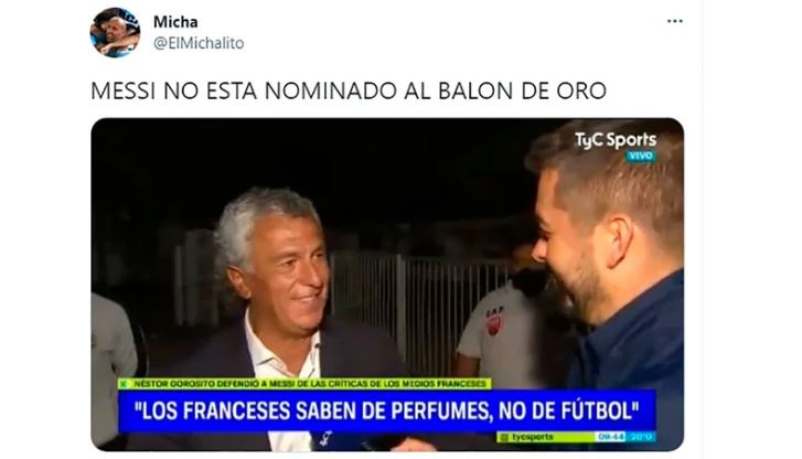 Las redes se llenaron de memes y opiniones sobre la ausencia de Leo Messi entre los 30 candidatos al Balón de Oro. (Foto Prensa Libre: Twitter)