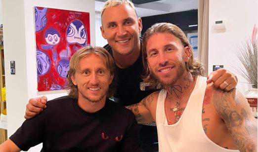 Luka Modric, Keylor Navas y Sergio Ramos, en una reunión de amigos. (Foto Prensa Libre: Instagram @sergioramos)