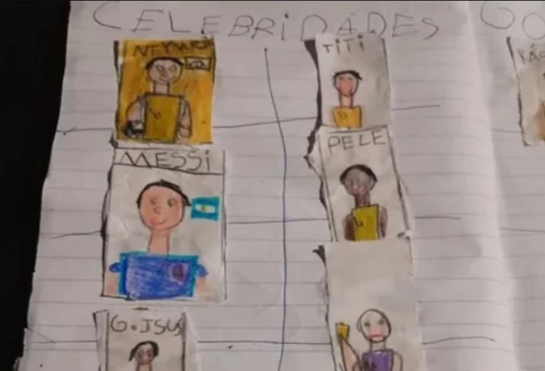 Messi, Pelé, Gabriel Jesús, entre otros, son los jugadores que Joao retrató en su álbum. (Foto Prensa Libre: Captura de Video)