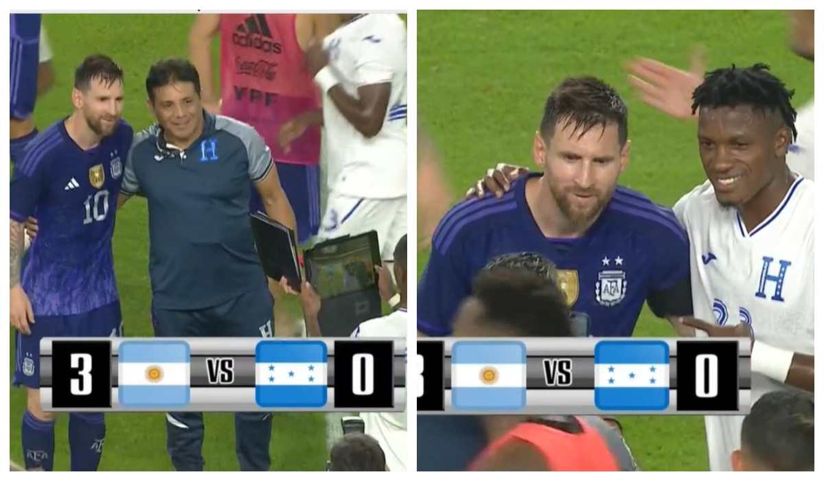 ¡Argentina golea! Hondureños aprovechan para tomarse fotos con Messi al final del juego