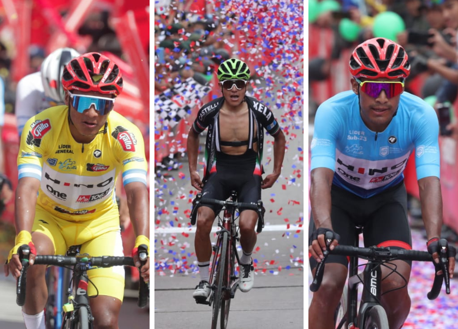Mardoqueo Vásquez, Wilmar Pérez y Sergio Chumil lideraran la clasificación general de la 61 Vuelta a Guatemala. Foto Prensa Libre