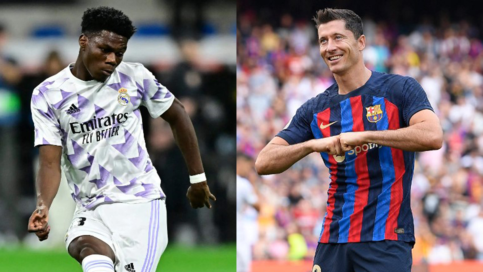 Tchouaméni y Lewandowski jugarán su primer Clásico oficial este domingo a las 8:15 horas de Guatemala. (Foto Prensa Libre: 