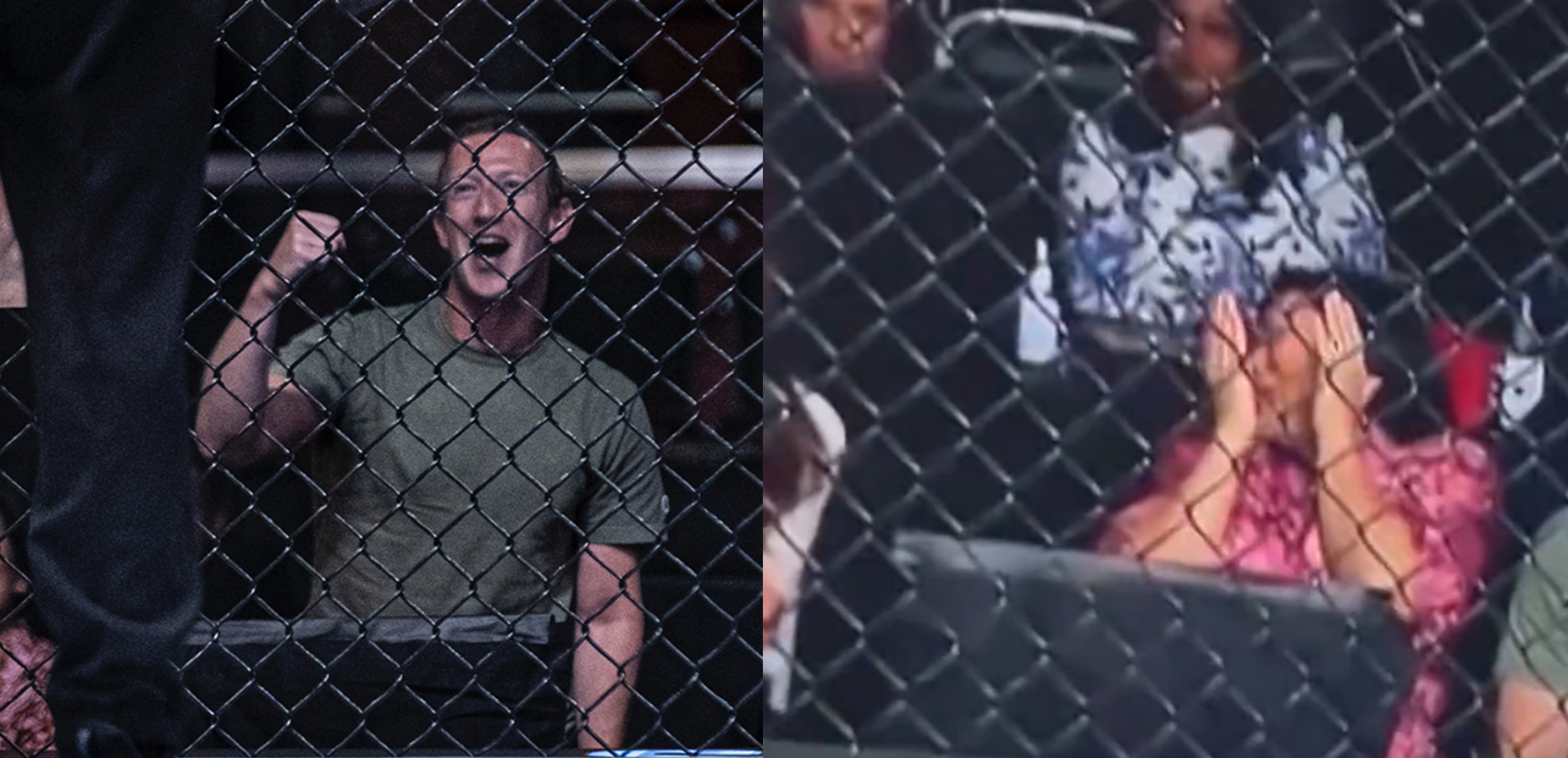 Zuckerberg disfrutó el combate al máximo, no tanto así su esposa Priscilla Chan. (Foto Prensa Libre: Redes Sociales)