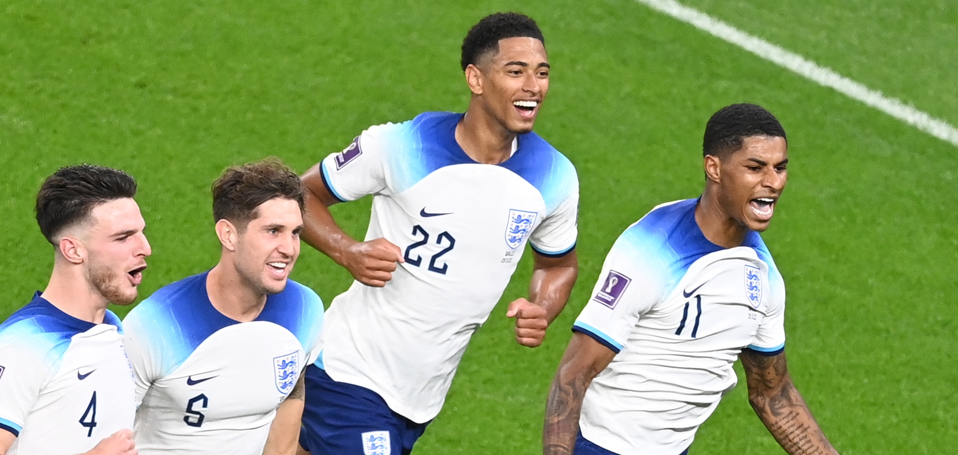 Marcus Rashford anotó un doblete frente a Gales. (Foto Prensa Libre: EFE)