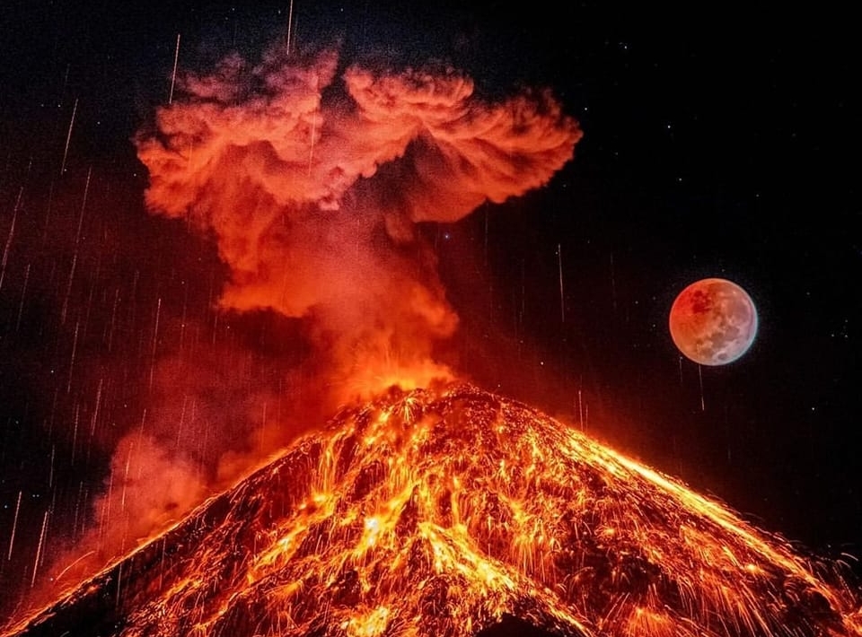Impresionante erupción del volcán de Fuego y del eclipse lunar: fotógrafo revela cómo logró captar la imagen que se hizo viral