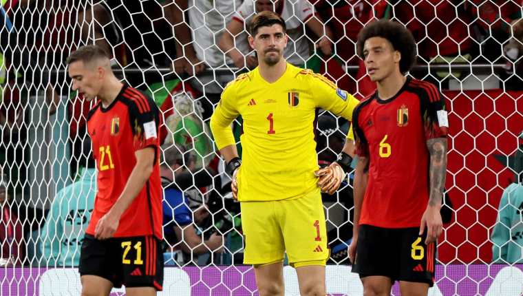 Thibaut Courtois no tuvo su mejor actuación con la camiseta de Bélgica en el partido ante Marruecos en Qatar 2022. Foto Prensa Libre (AFP)
