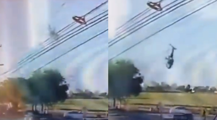 Video: el impactante momento en el que un helicóptero en el que viajaba un funcionario público se desploma en México