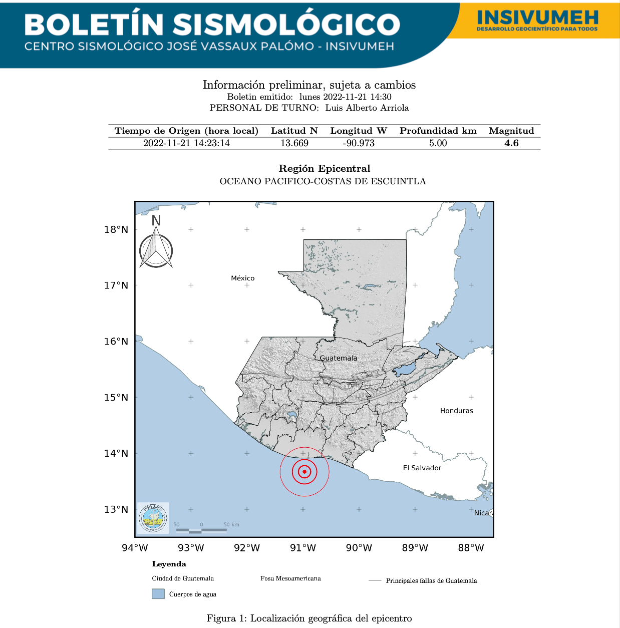 Temblor en Guatemala 21 de noviembre