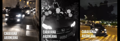 La llamada "Caravana Arjoneana" tomó las calles de la capital un día antes de los dos conciertos que dará Arjona por la Gira Blanco y Negro. (Foto Prensa Libre: Twitter @vivoguatemala)