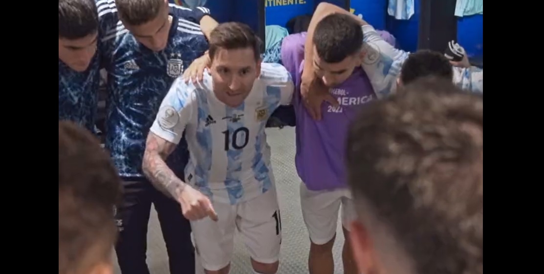 El discurso de Messi inyectó de motivación a la Selección argentina antes de jugar la final de la Copa América contra Brasil. (Foto Prensa Libre: Captura de Pantalla)