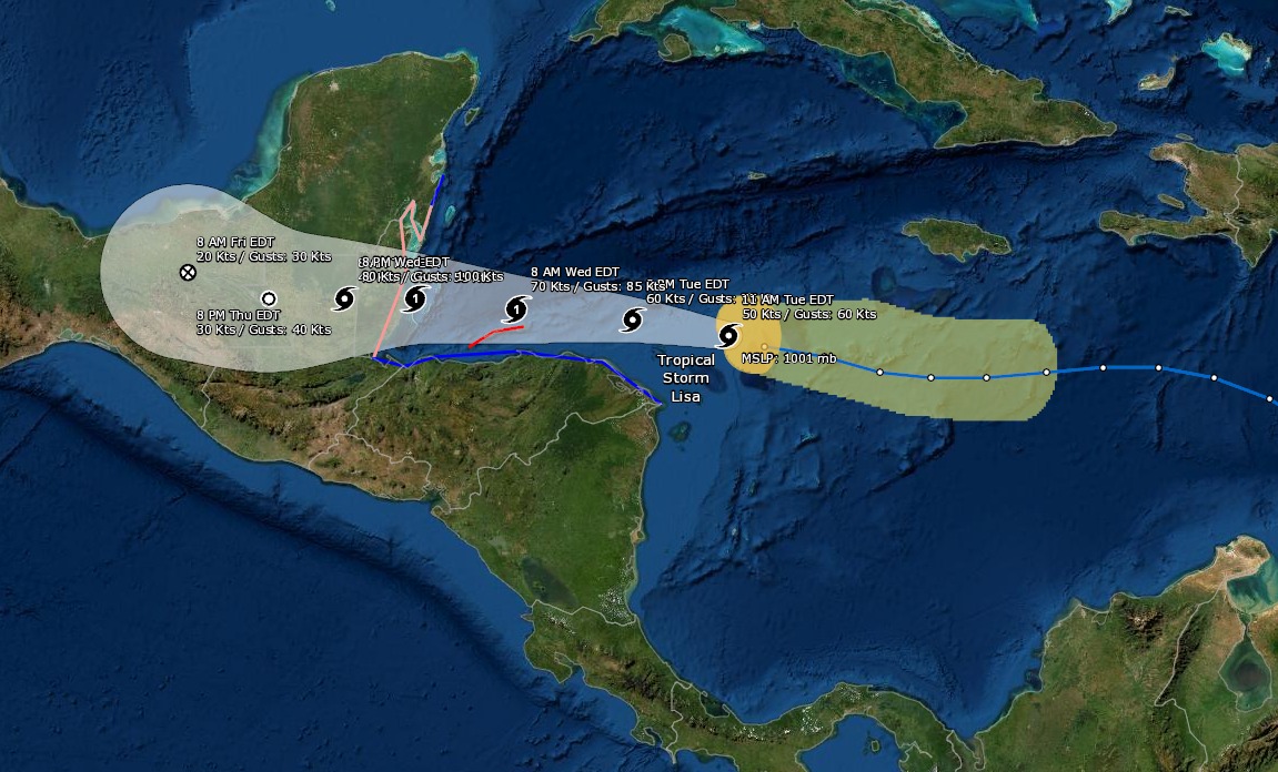 Centro Nacional de Huracanes de EE.UU advierte que Lisa será huracán este 2 de noviembre e Insivumeh alerta por impacto en Guatemala