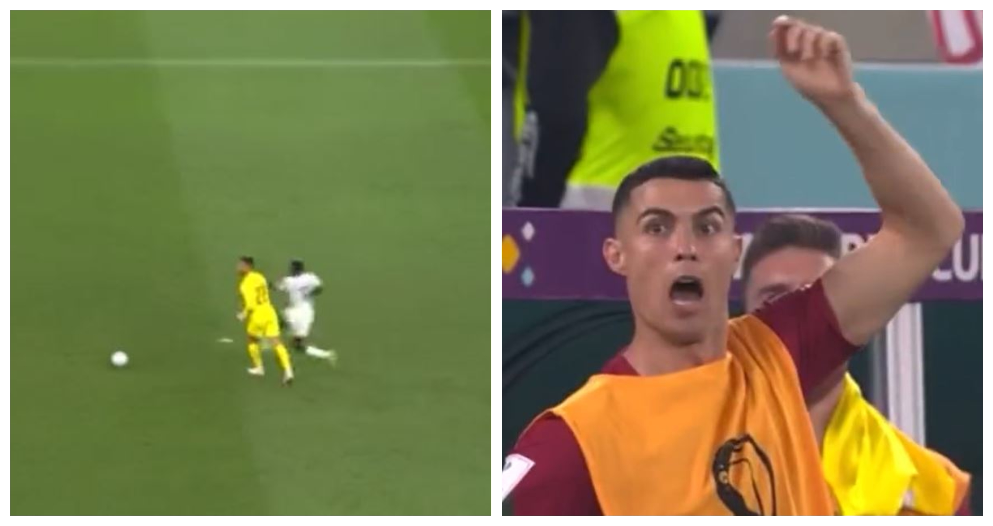 La reacción de Cristiano Ronaldo al error de Diog Costa. (Foto Prensa Libre: Captura)