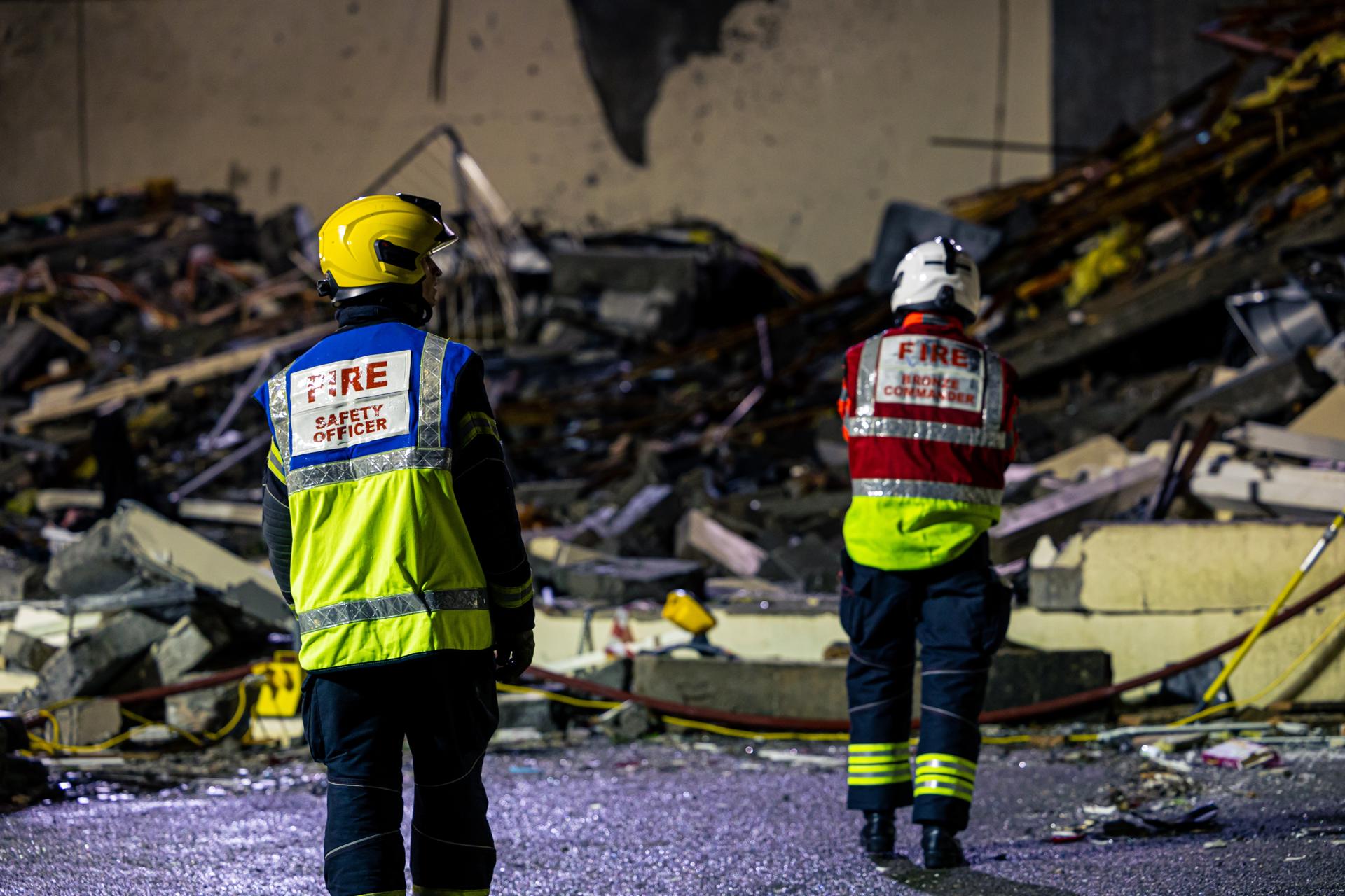 La fuerte explosión destruyó el edificio y no hay sobrevivientes. (Foto Prensa Libre AFP) 