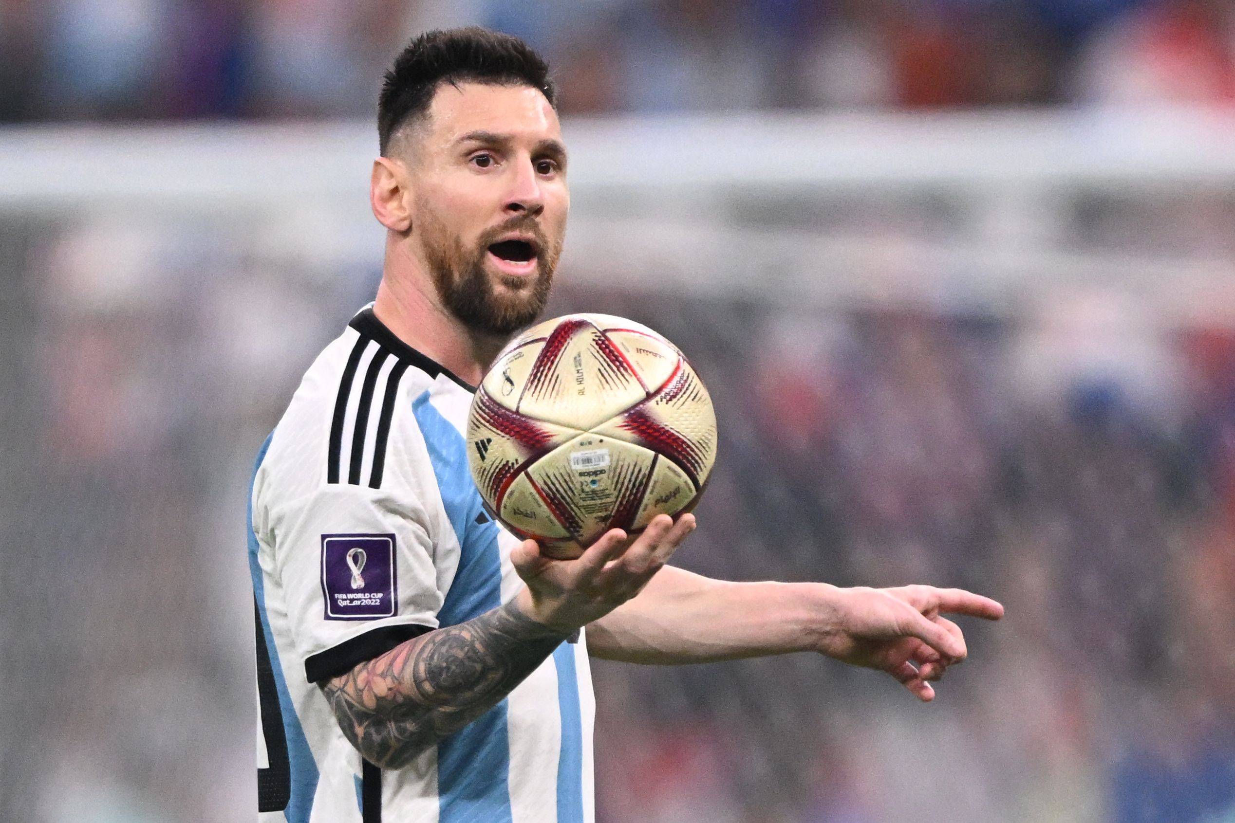 Messi batió otro récord este domingo en su historia en Mundiales. Foto Prensa Libre (AFP)