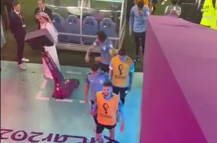 “¡Tranquilo, Cavani!”: el momento en que el futbolista golpeó el VAR tras la eliminación de Uruguay en el Mundial