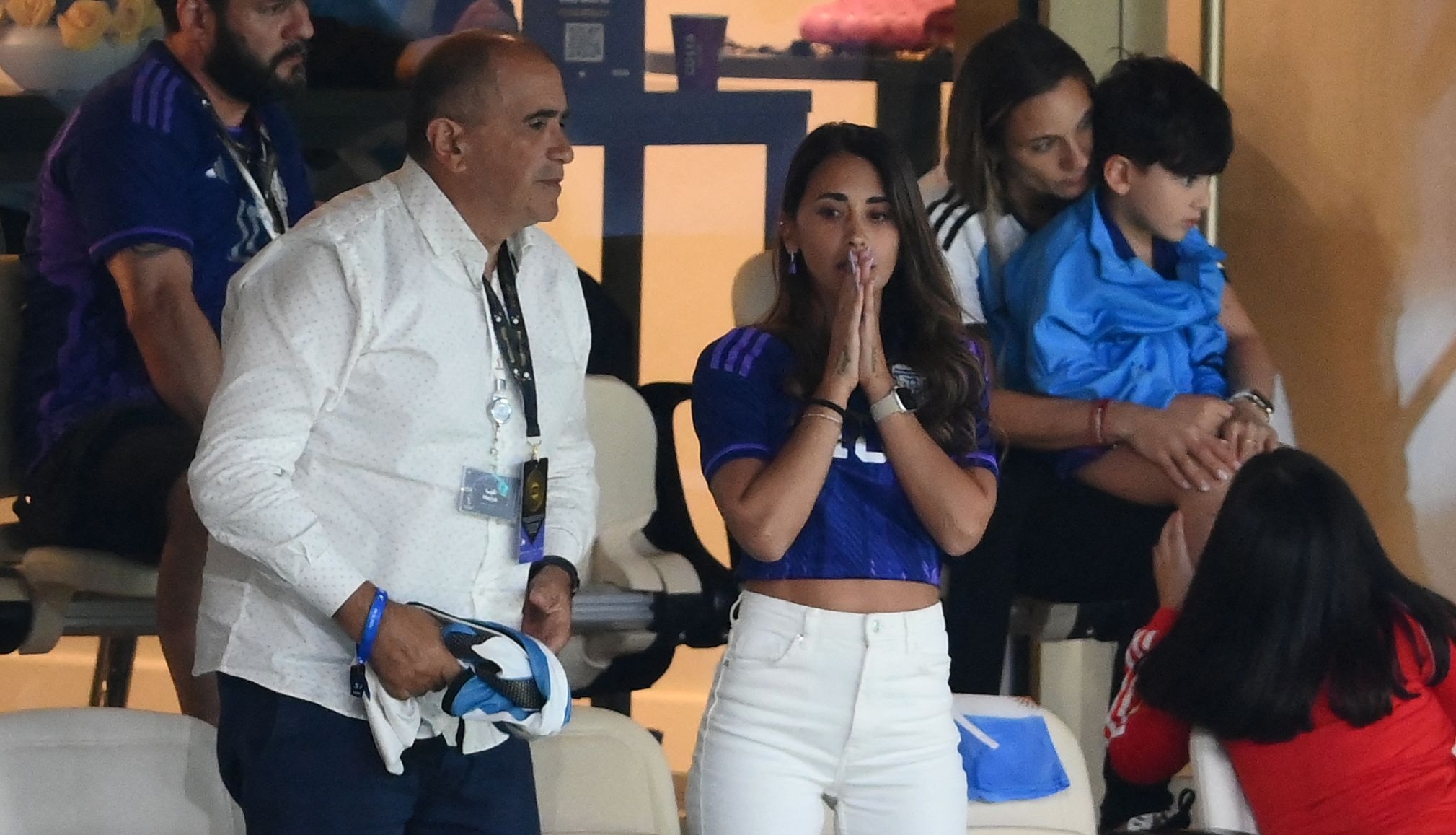 Antonela Roccuzzo ha estado en todos los partidos de Argentina en Qatar 2022. (Foto Prensa Libre: AFP)