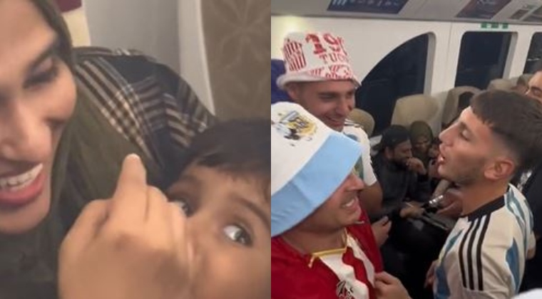 “Arrorró mi niño”: video muestra cómo un grupo de aficionados argentinos le cantan una canción de cuna a un niño en un tren de Qatar