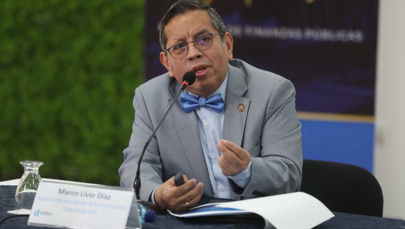 Marco Livio Díaz, durante un evento público el 22 de diciembre del 2022, aún como Superintendente de la Administración Tributaria (SAT).
