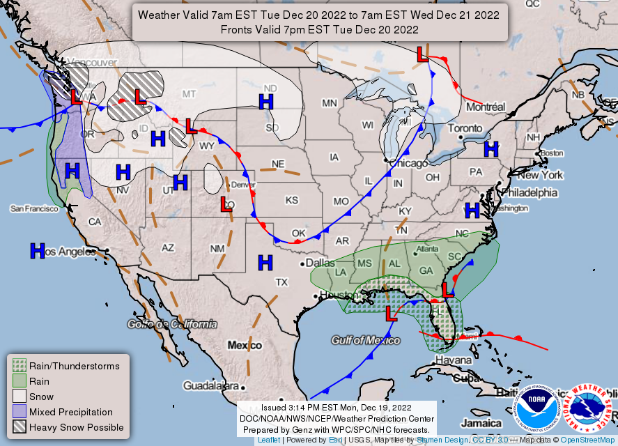 Estados Unidos enfrentará una fuerte tormenta invernal. (Foto Prensa Libre: National Weather Service)