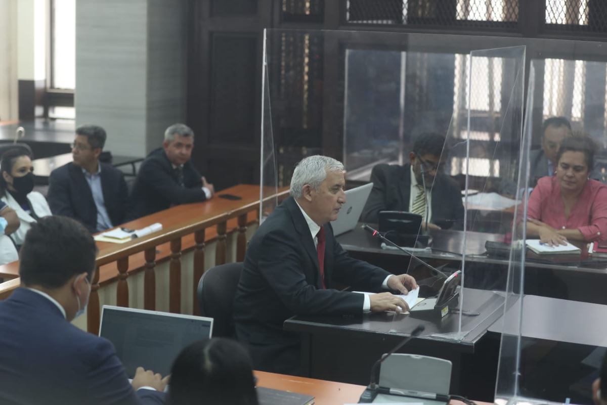 El expresidente de Guatemala, Otto Fernando Pérez Molina, en la audiencia del Caso La Línea, donde pidió absolución. (Foto Prensa Libre: Esbin García)