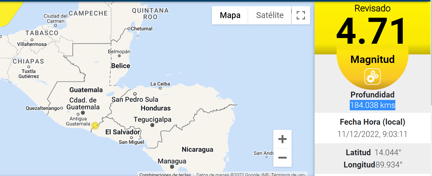 Temblor en Guatemala: Reportan sismo de 4.7 grados en Comapa
