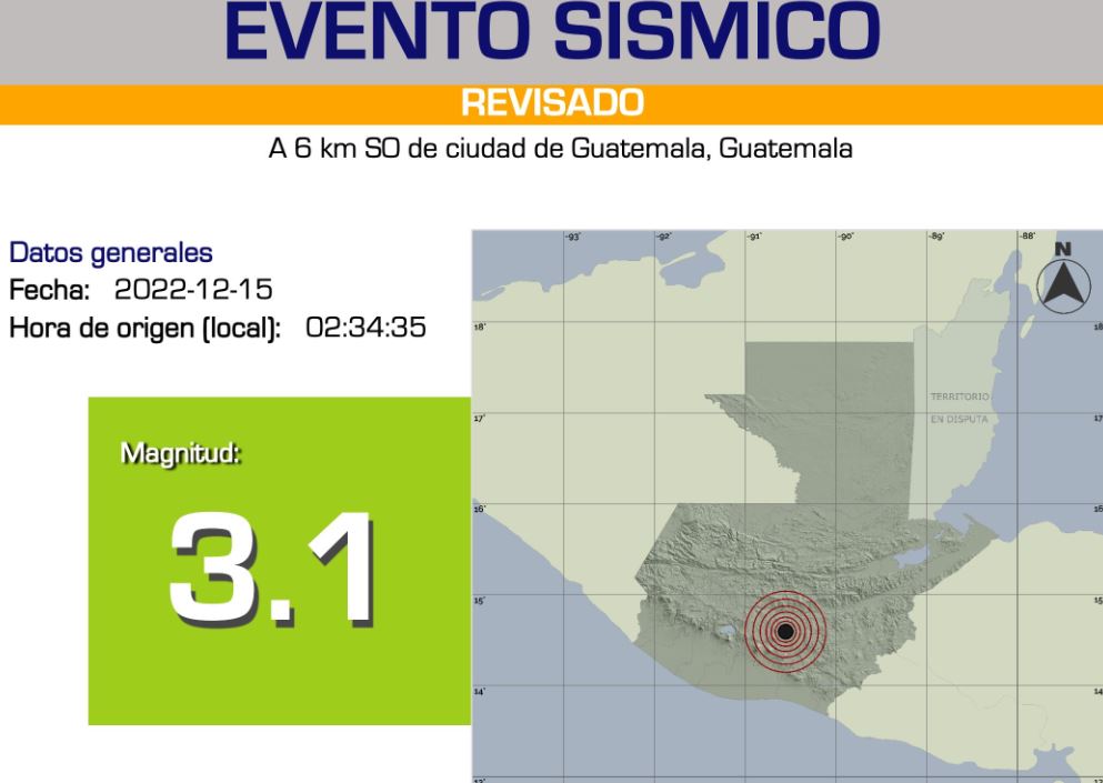 Datos de uno de los 4 temblores sensibles dentro del enjambre sísmico que se activó en la capital. (Foto Prensa Libre: SSG)
